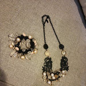 Peach and Black Necklace